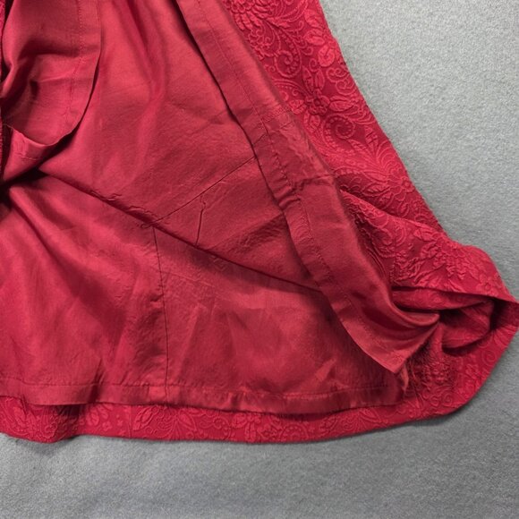 Talbots Dress Womens 12 P Red Silk Jacquard Floral A Line Midi Party Event Glam - Picture 6 of 15